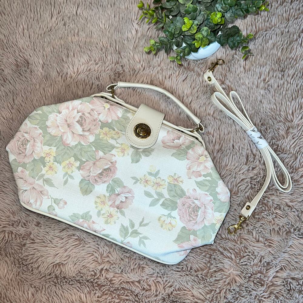 NWOT Kathie Lee Collection Vintage Pastel Floral Print Shoulder Purse - Picture 14 of 14